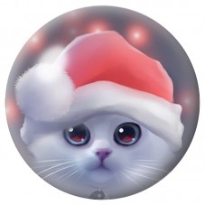Cabochon en Verre Illustré Chaton Blanc au Bonnet Rouge 12 à 25mm pour la Création de Bijoux Fantaisie - DIY