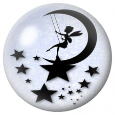 Cabochon en Verre Illustré Fée Assise sur la Lune 12 à 25mm pour la Création de Bijoux Fantaisie - DIY