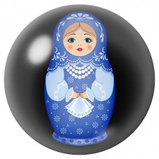 Cabochon en Verre Illustré Poupée Russe Bleue sur Fond Noir 12 à 25mm pour la Création de Bijoux Fantaisie - DIY
