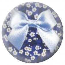 Cabochon en Verre Illustré Nœud Bleu Clair sur Fleurs Marines 12 à 25mm pour la Création de Bijoux Fantaisie - DIY
