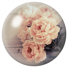 Cabochon en Verre Illustré Pivoines Poudrées sur Bois 12 à 25mm pour la Création de Bijoux Fantaisie - DIY