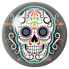 Cabochon en Verre Illustré Calavera Fleurie sur Fond Vert Sombre 12 à 25mm pour la Création de Bijoux Fantaisie - DIY