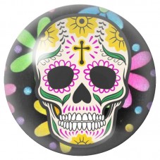 Cabochon en Verre Illustré Calavera aux Soleils Jaunes 12 à 25mm pour la Création de Bijoux Fantaisie - DIY