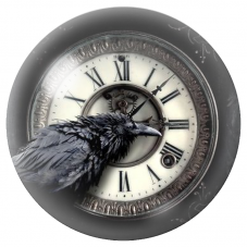 Cabochon en Verre Illustré Corbeau sur une Horloge Ancienne 12 à 25mm pour la Création de Bijoux Fantaisie - DIY