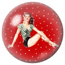 Cabochon en Verre Illustré Pin-up Assise sur Rouge 12 à 25mm pour la Création de Bijoux Fantaisie - DIY