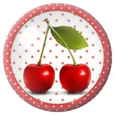 Cabochon en Verre Illustré Duo de Cerises Rouge à Pois 12 à 25mm pour la Création de Bijoux Fantaisie - DIY
