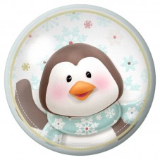Cabochon en Verre Illustré Pingouin d'Hiver à l'Écharpe Bleue 12 à 25mm pour la Création de Bijoux Fantaisie - DIY