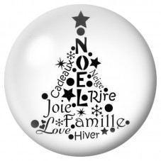 Cabochon en Verre Illustré Sapin de Noël en Mots 12 à 25mm pour la Création de Bijoux Fantaisie - DIY