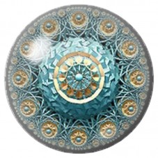 Cabochon en Verre Illustré Mandala Marin Turquoise 12 à 25mm pour la Création de Bijoux Fantaisie - DIY