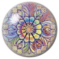 Cabochon en Verre Illustré Mandala Floral Pastel 12 à 25mm pour la Création de Bijoux Fantaisie - DIY