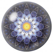 Cabochon en Verre Illustré Mandala Lotus Blanc et Or 12 à 25mm pour la Création de Bijoux Fantaisie - DIY