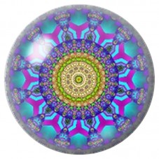 Cabochon en Verre Illustré Mandala Violet et Turquoise 12 à 25mm pour la Création de Bijoux Fantaisie - DIY