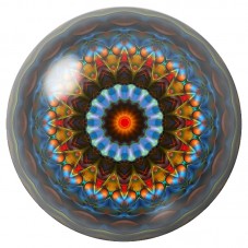 Cabochon en Verre Illustré Mandala Kaléidoscope Orange et Bleu 12 à 25mm pour la Création de Bijoux Fantaisie - DIY