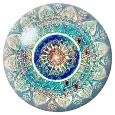 Cabochon en Verre Illustré Mandala Oriental Turquoise 12 à 25mm pour la Création de Bijoux Fantaisie - DIY