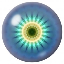 Cabochon en Verre Illustré Mandala Halo Vert sur Bleu 12 à 25mm pour la Création de Bijoux Fantaisie - DIY