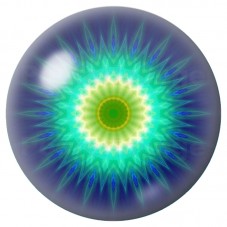 Cabochon en Verre Illustré Mandala Aura Verte et Bleue 12 à 25mm pour la Création de Bijoux Fantaisie - DIY