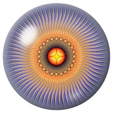 Cabochon en Verre Illustré Mandala Soleil Orange et Bleu 12 à 25mm pour la Création de Bijoux Fantaisie - DIY