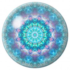 Cabochon en Verre Illustré Mandala Cristal Turquoise et Rose 12 à 25mm pour la Création de Bijoux Fantaisie - DIY
