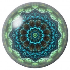 Cabochon en Verre Illustré Mandala Dentelle Turquoise Forêt 12 à 25mm pour la Création de Bijoux Fantaisie - DIY