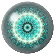 Cabochon en Verre Illustré Mandala Halo Turquoise 12 à 25mm pour la Création de Bijoux Fantaisie - DIY