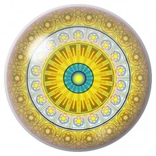 Cabochon en Verre Illustré Mandala Soleil Doré et Turquoise 12 à 25mm pour la Création de Bijoux Fantaisie - DIY