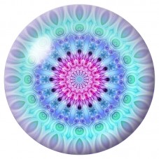 Cabochon en Verre Illustré Mandala Pastel Turquoise et Rose 12 à 25mm pour la Création de Bijoux Fantaisie - DIY