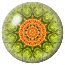 Cabochon en Verre Illustré Mandala Solaire Orange et Vert 12 à 25mm pour la Création de Bijoux Fantaisie - DIY