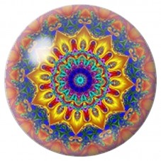 Cabochon en Verre Illustré Mandala Soleil Multicolore 12 à 25mm pour la Création de Bijoux Fantaisie - DIY