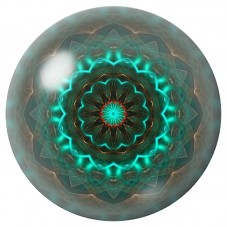 Cabochon en Verre Illustré Mandala Turquoise sur Bronze 12 à 25mm pour la Création de Bijoux Fantaisie - DIY