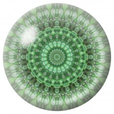 Cabochon en Verre Illustré Mandala Dentelle Vert Sauge 12 à 25mm pour la Création de Bijoux Fantaisie - DIY