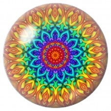 Cabochon en Verre Illustré Mandala Tropical Arc-en-Ciel 12 à 25mm pour la Création de Bijoux Fantaisie - DIY