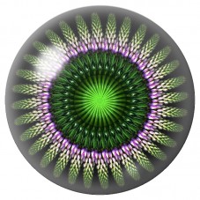 Cabochon en Verre Illustré Mandala Vert et Mauve 12 à 25mm pour la Création de Bijoux Fantaisie - DIY