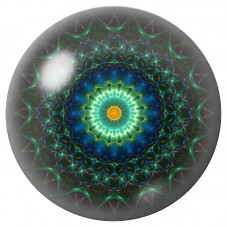 Cabochon en Verre Illustré Mandala Cœur Solaire Turquoise 12 à 25mm pour la Création de Bijoux Fantaisie - DIY