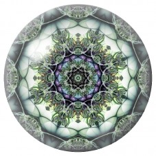 Cabochon en Verre Illustré Mandala Dentelle Verte et Violette 12 à 25mm pour la Création de Bijoux Fantaisie - DIY