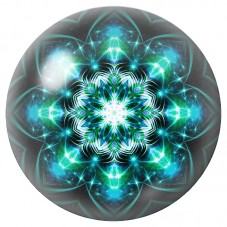 Cabochon en Verre Illustré Mandala Glacé Turquoise 12 à 25mm pour la Création de Bijoux Fantaisie - DIY