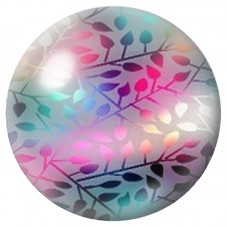 Cabochon en Verre Illustré Feuillage Rose et Turquoise 12 à 25mm pour la Création de Bijoux Fantaisie - DIY