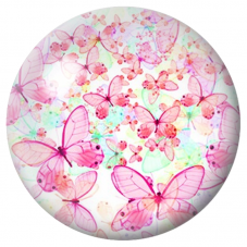 Cabochon en Verre Illustré Papillons Roses et Fleurs de Cerisier 12 à 25mm pour la Création de Bijoux Fantaisie - DIY