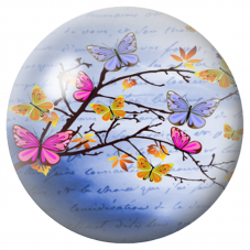 Cabochon en Verre Illustré Papillons Colorés sur Branche 12 à 25mm pour la Création de Bijoux Fantaisie - DIY