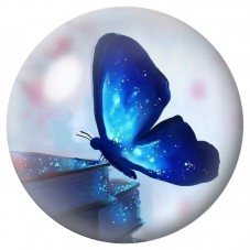 Cabochon en Verre Illustré Papillon Bleu Lumineux 12 à 25mm pour la Création de Bijoux Fantaisie - DIY