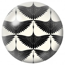 Cabochon en Verre Illustré Grues Japonaises Noir et Blanc 12 à 25mm pour la Création de Bijoux Fantaisie - DIY