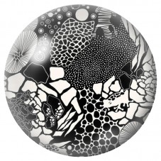 Cabochon en Verre Illustré Mosaïque Abstraite Noir et Blanc 12 à 25mm pour la Création de Bijoux Fantaisie - DIY