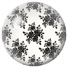 Cabochon en Verre Illustré Rosaces Fleuries Noir et Blanc 12 à 25mm pour la Création de Bijoux Fantaisie - DIY