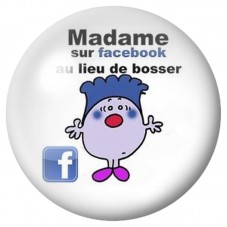 Cabochon en Verre Illustré Madame sur Facebook 12 à 25mm pour la Création de Bijoux Fantaisie - DIY