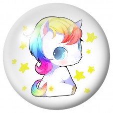 Cabochon en Verre Illustré Petite Licorne Arc-en-Ciel 12 à 25mm pour la Création de Bijoux Fantaisie - DIY