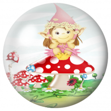 Cabochon en Verre Illustré Petite Fée sur Champignon 12 à 25mm pour la Création de Bijoux Fantaisie - DIY