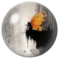 Cabochon en Verre Illustré Fée aux Ailes Orange 12 à 25mm pour la Création de Bijoux Fantaisie - DIY