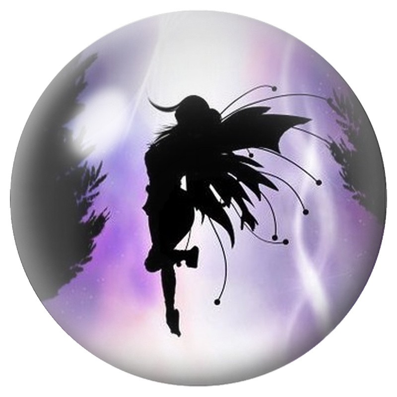 Cabochon en Verre Illustré Fée aux Ailes Noires 12 à 25mm