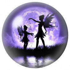 Cabochon en Verre Illustré Duo de Fées sous la Lune Violette 12 à 25mm pour la Création de Bijoux Fantaisie - DIY
