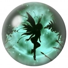 Cabochon en Verre Illustré Fée dans la Lueur Verte 12 à 25mm pour la Création de Bijoux Fantaisie - DIY