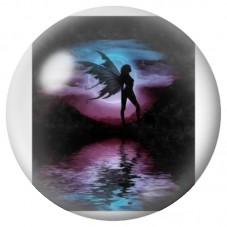 Cabochon en Verre Illustré Fée devant la Lune Mauve 12 à 25mm pour la Création de Bijoux Fantaisie - DIY